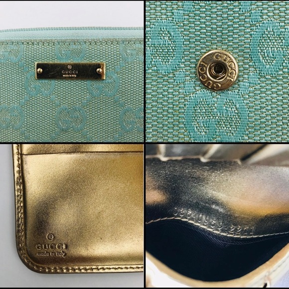 Gucci GG canvas mint green and gold leather wallet - Picture 13 of 13